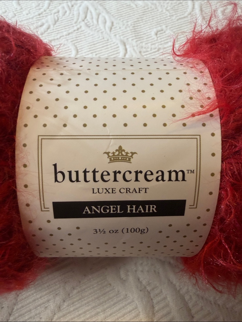 Buttercream Red Angel Hair Fuzzy Yarn for Home Accents. Sewing - Picture 2 of 4